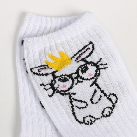 Women's socks "bunny", white color, size 23-25-2