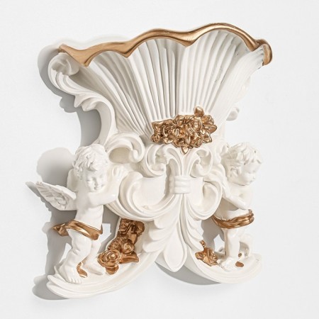 Decor Nastenna-Vaza "Angels", 20.5 cm x 22.5, white with gold-2