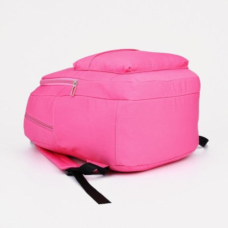 Youth backpack from textiles, 2 parts on lightning, 3 pockets, raspberry color-4
