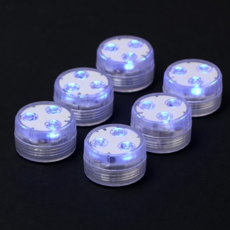 Waterproof lamp minimal mini, 3 x 1.9 cm, 6 pcs, from CR2032 (in the set), remote control, rgb, IP68-6