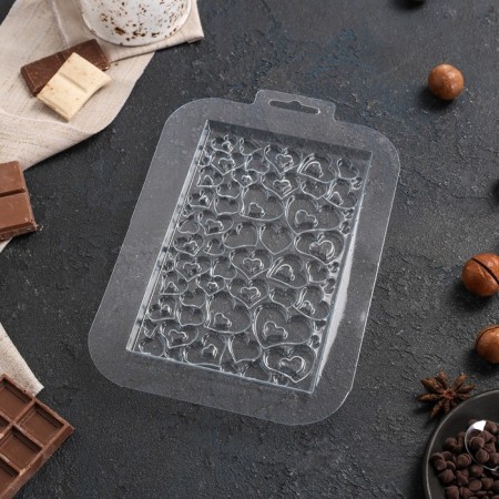 Form for chocolate and sweets "Tiles in hearts", the color is transparent-2