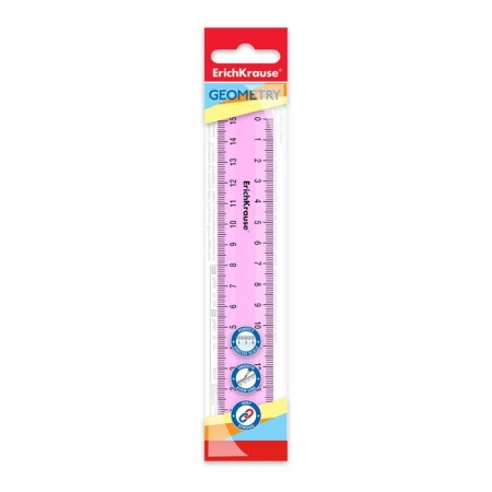 Line 15 cm Erichkrause "Pastel", plastic, bilateral scale, opaque, pink, euro suspension-2