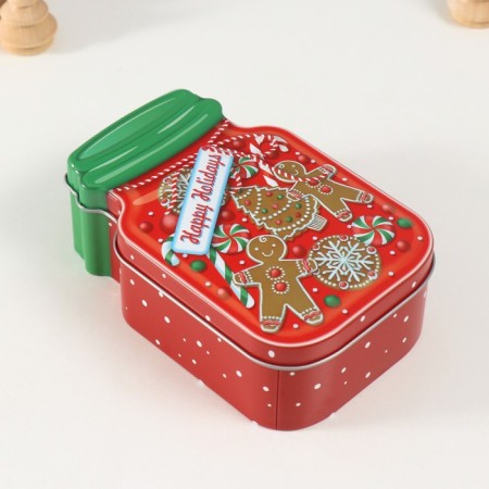 Casket Metal "Bank with cookies" red 15.5x10x5.5 cm-1