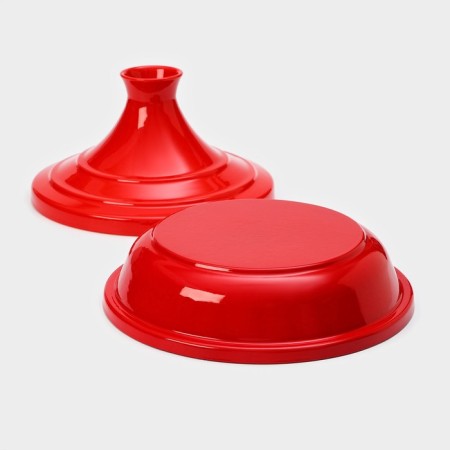 Flying pan, cast-iron 28 × 20 cm, enameled coating, red color-6