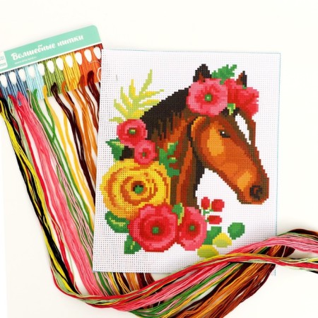 Cross -embroidery "Horse", set for creativity, 25 x 20 cm-2