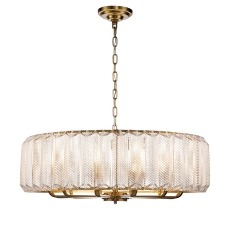Suspended Indigo, 12011/12p Brass. 12x40W, E14, 800x800x295/1000 mm, transparent color