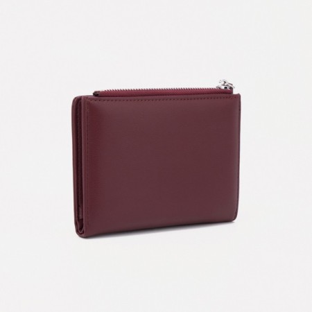 Women's wallet on the button, burgundy color-1