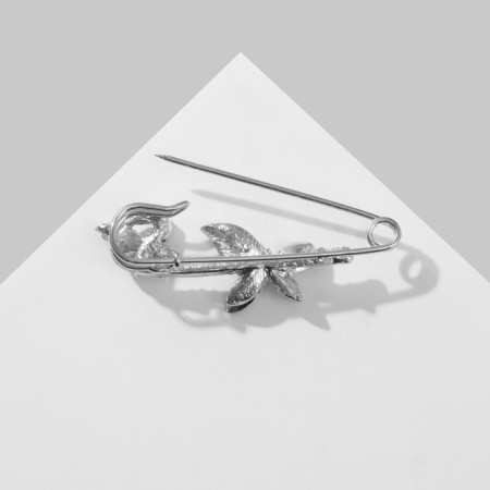 Pin "Butterflies" duet, 6.5 cm, white-green color in silver-3