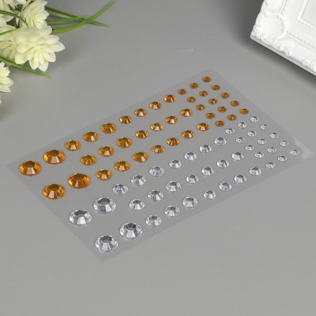 Rhound rhinestones "Round", 6-15 mm, 80 pcs., Gold/silver color, on the substrate-1