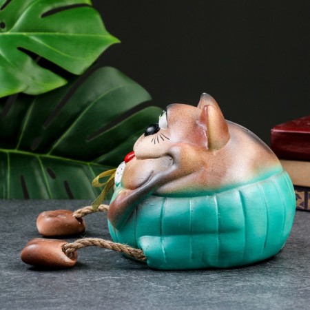 Piggy bank "Red cat with sausage" 17cm-2