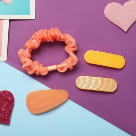 Hair set "Toliman" (1 elastic band-6 cm, 3 invisible- 5 cm) orange-1