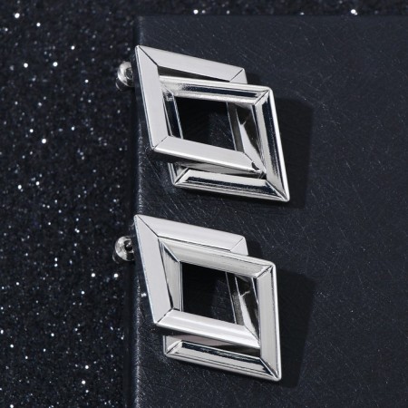 Earrings Metal "Geometry" Symbiosis, Color silver-1
