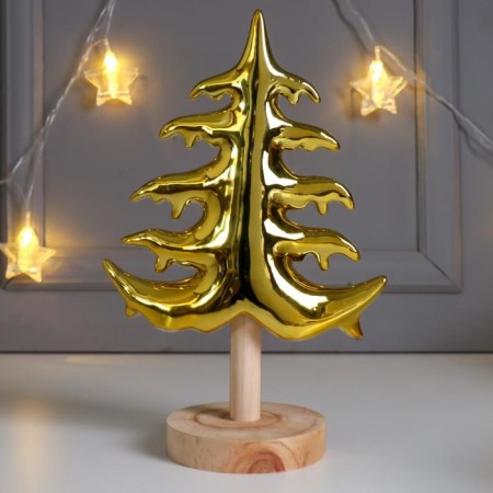 Souvenir Ceramics, tree "Christmas tree on the stand" Gold 26.2x9.8x17.5 cm-2