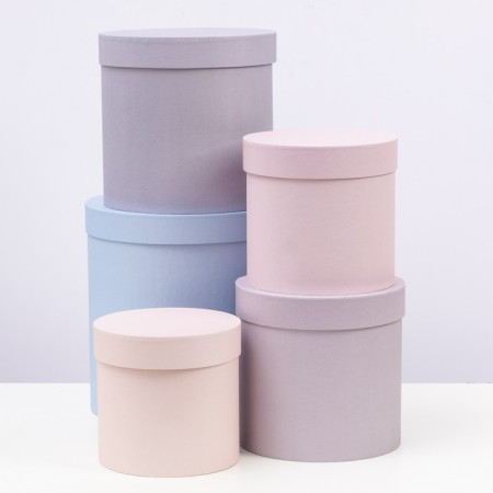 Set of round boxes 5 in 1 "quartz" 23 x 23 x 25 - 15 x 15 cm 15 cm