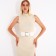 Women's belt, width 8 cm, elastic band, metal buckle, white color