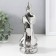 Ceramics candlestick for 1 candle "Buddha" d = 4 cm silver 8x11x22.5 cm