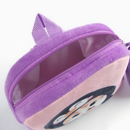 Baby plush backpack with a wallet "Cat with ice cream", 24*24 cm, lilac color-5