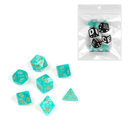 A set of cubes for D&D (Dungeons and Dragons, DND) "Game time", Series: D&D, 7 pcs, turquoise