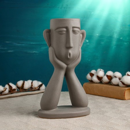 Kashpo "Head Head" gray, 27cm