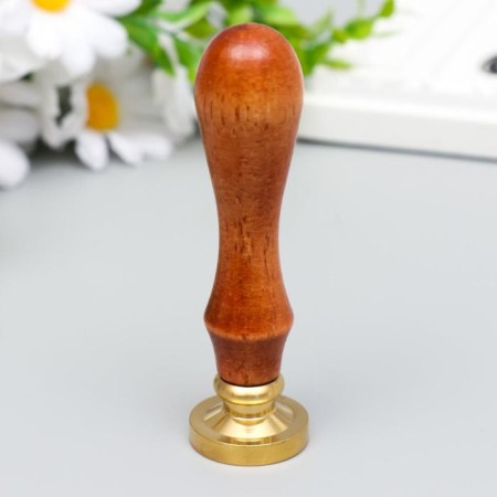 Printing for wax with a wooden handle "Crown with the letter F" 9x2.5x2.5 cm-2