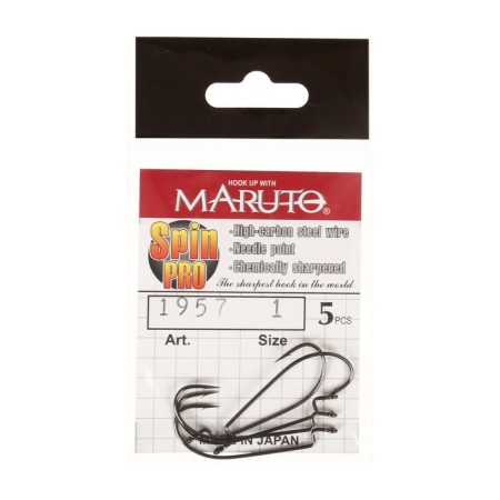Offset hooks Maruto, series Spin Pro 1957, BN color, No. 1, 5 pcs.