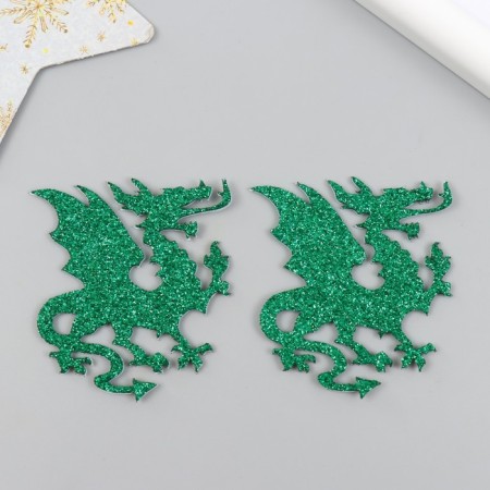 Glue -based Dragon Based Decor 5.5x6 cm, green set 2 pcs Foam Glitter-2