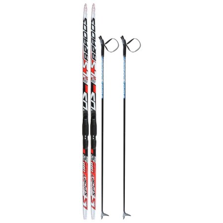 Ski kit: plastic skis 180 cm with a notch, fiberglass sticks 140 cm, SNS mounts, MIX color-10