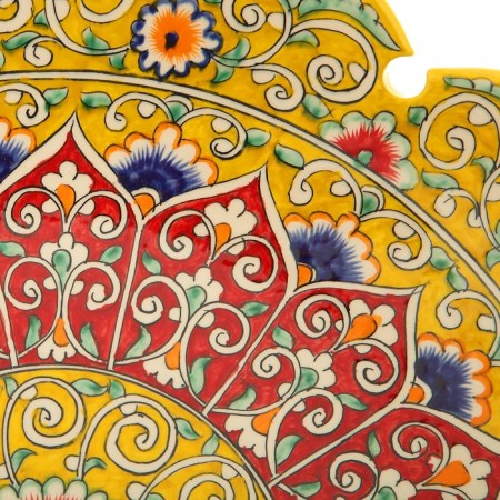 Largan Rishtan ceramics "Flowers", 41 cm, yellow mix, corrugated-5