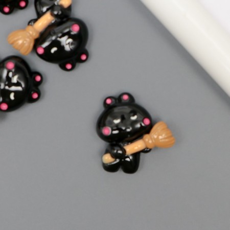 Decor for creativity Plastic "Black Rabbit with a broom" 2.5x2.5x0.8 cm