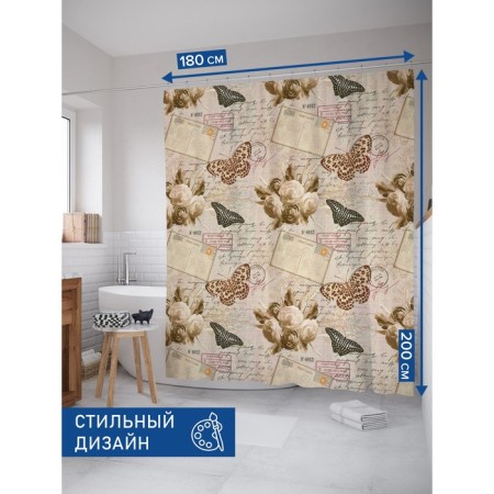 Photosttor for the bathroom "Letter from the past", Saten, size 180x200 cm-1