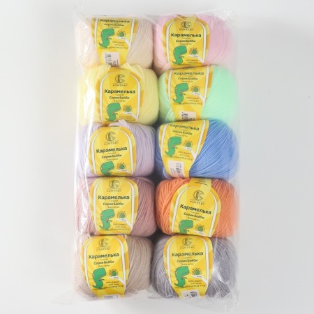Yarn "Karamel Assorted" 100% acrylic set of 10 pcs. 175m/50g (assorted No. 1-400)-1