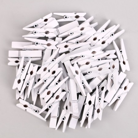 A set of clothespins for decor 50 pcs., White - 3.5 cm-1