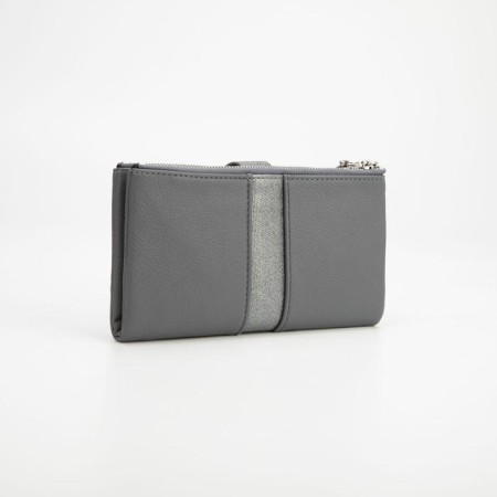Women's wallet on the button, gray color-1