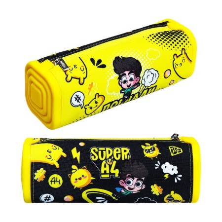 Penal soft, 1 compartment, quadro, 70 x 200 mm, Hatber "Vlad A4" silicone+textile, black/yellow npn_72252