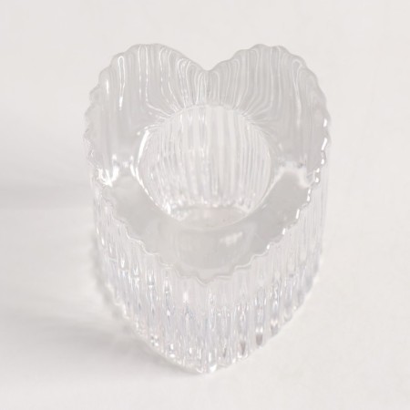 Glass of glass per 1 candle "Heart. Column" Transparent d = 2 cm 5.5x4.8x5.3 cm-4