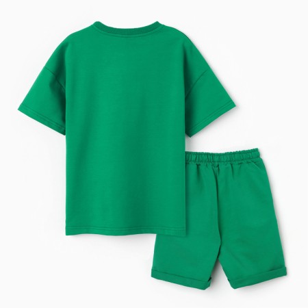 Children's costume (T -shirt, shorts), green color, height 116-4