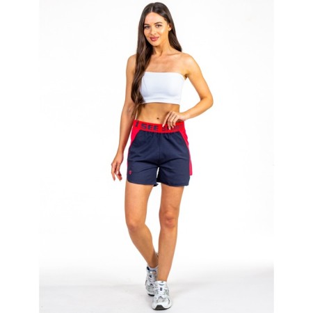 Women's shorts ise, size 50 cm, dark blue color, raspberry-4
