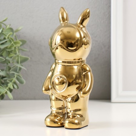 Piggy bank Ceramics "Rabbit" Gold 6x8.5x18 cm-3