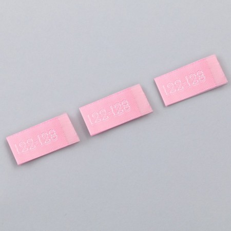 Textile strip "122-128", 5 x 1.1 cm, pink color-1