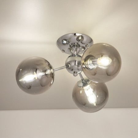 Ceiling chandelier CITILUX "Tommy" CL102130, 46x46x23.5 cm, 3x40W, E14, gray color.-2