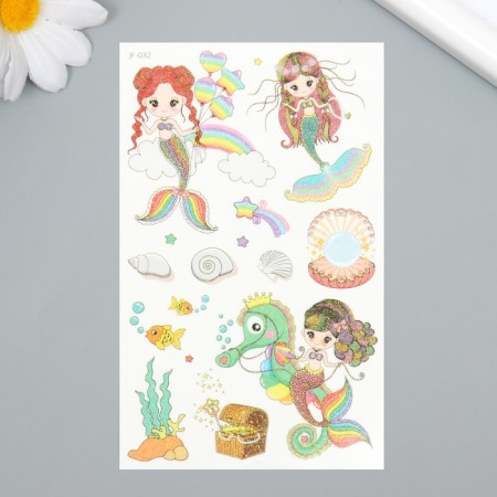 Tattoo on the body color "Small Mermaids" Glitter 7.5x12 cm