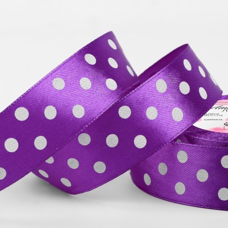 Satin tape "Peas", 25 mm × 23 ± 1 m, color purple No. 154
