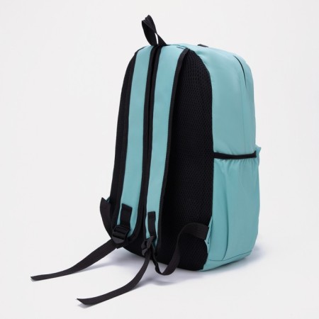 School backpack on lightning from textiles, 3 pockets, turquoise color-1