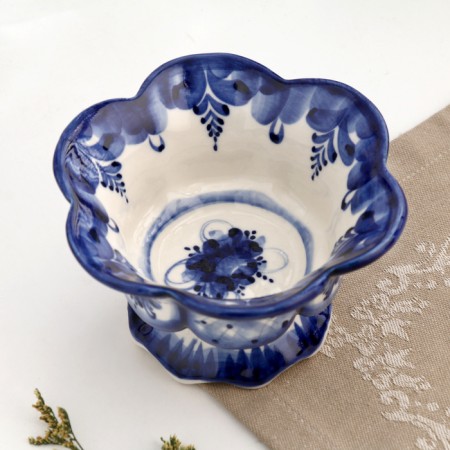 Vase for jam, small, gzhel, porcelain, 7x12 cm-2