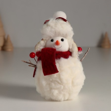 Souvenir Textile "Snowman in a scarf with berries in the hands" 7.5x7.5x12.5 cm