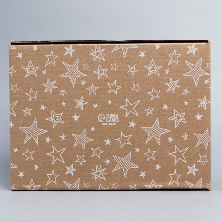 Box Gift team, packaging, “stars”, brown, 27 x 21 x 9 cm-5