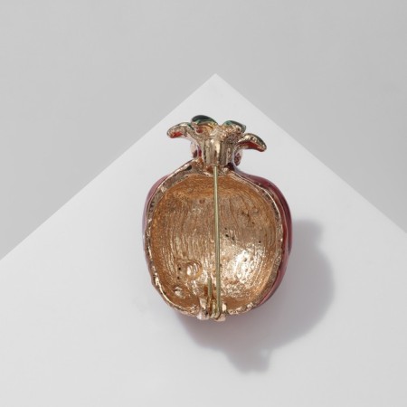 Pomegranate brooch, red color in gold-1