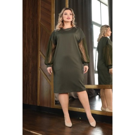 Women's dress, size 62, khaki color-3