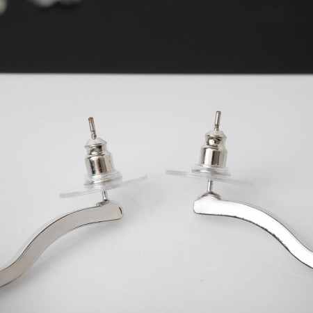 Earrings Metal "Oval" for thickening, color silver-1