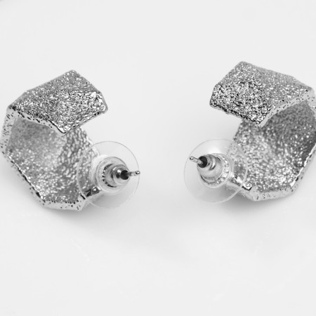 Earrings Metal "Geometry" volume, color silver-1